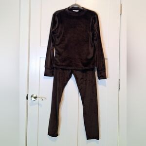 Danskin Velvet Velour Chocolate Brown 2 Piece Loungwear Size XL JRS